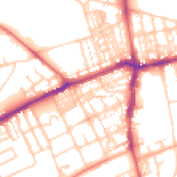 Daytime road noise heatmap for NE3 1DE