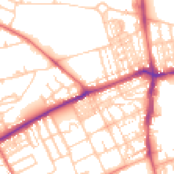 Daytime road noise heatmap for NE3 1DY