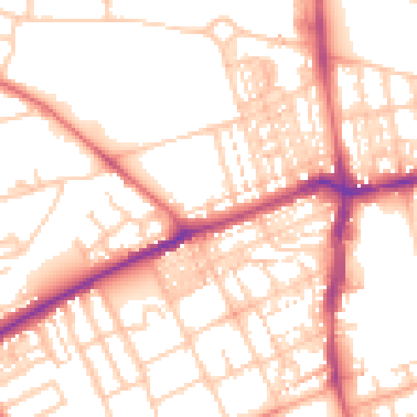 Daytime road noise heatmap for NE3 1EA
