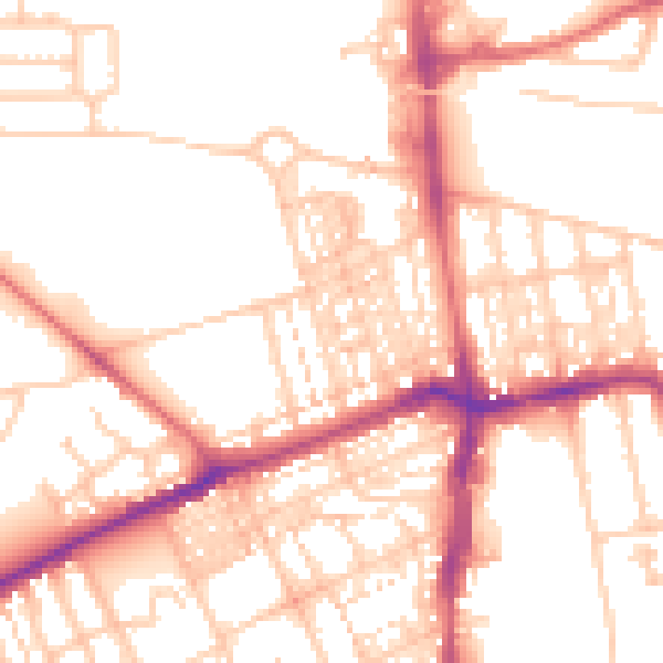 Daytime road noise heatmap for NE3 1ED