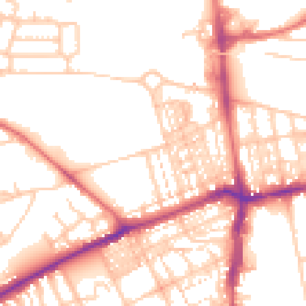 Daytime road noise heatmap for NE3 1EE