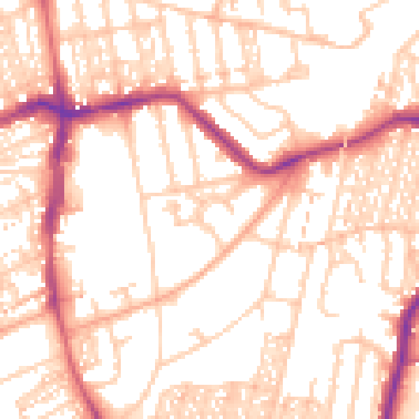 Daytime road noise heatmap for NE3 1EF