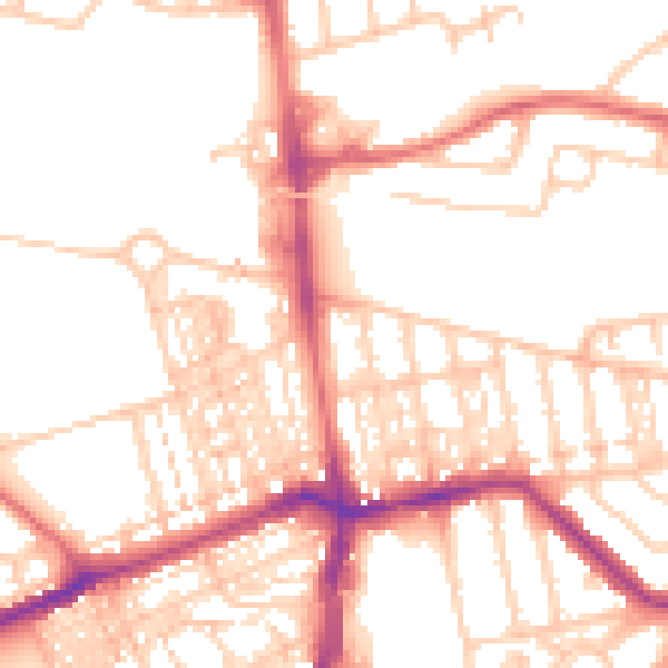 Daytime road noise heatmap for NE3 1LL