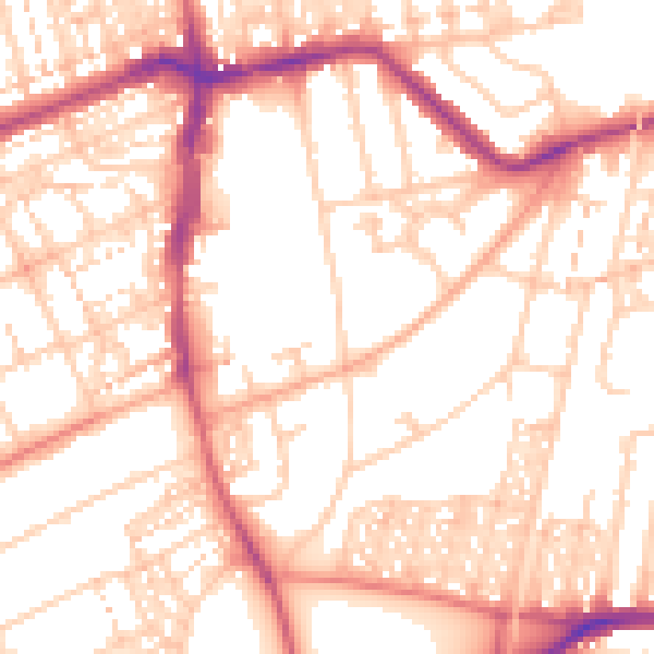 Daytime road noise heatmap for NE3 1NF