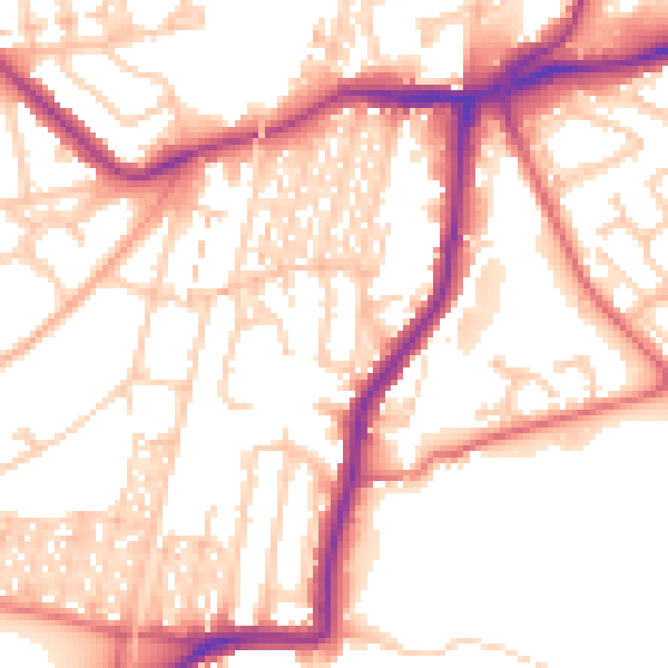 Daytime road noise heatmap for NE3 1PU