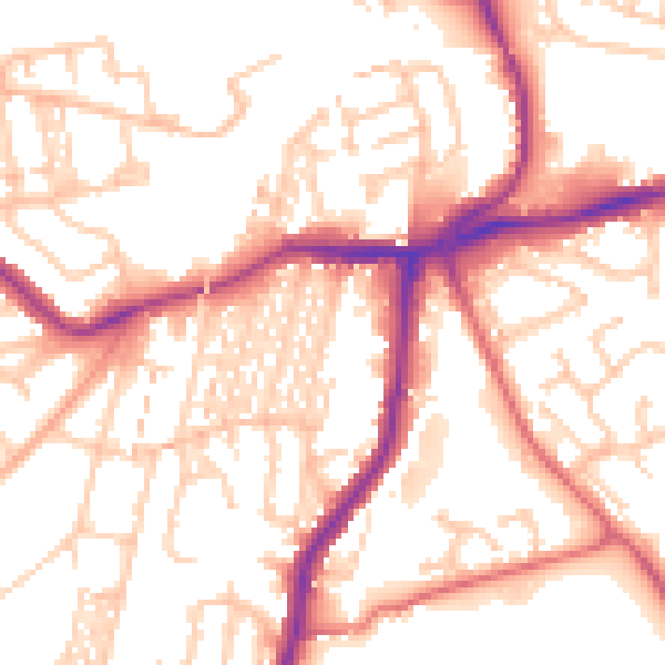 Daytime road noise heatmap for NE3 1QH