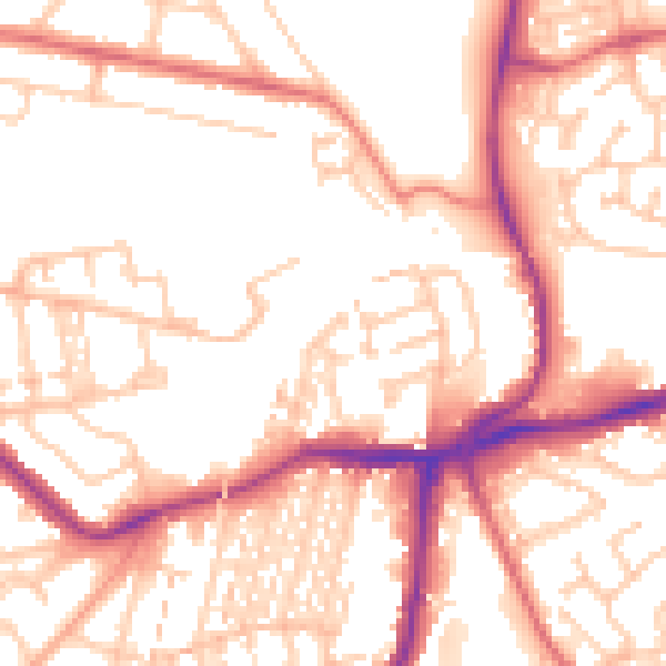 Daytime road noise heatmap for NE3 1RR