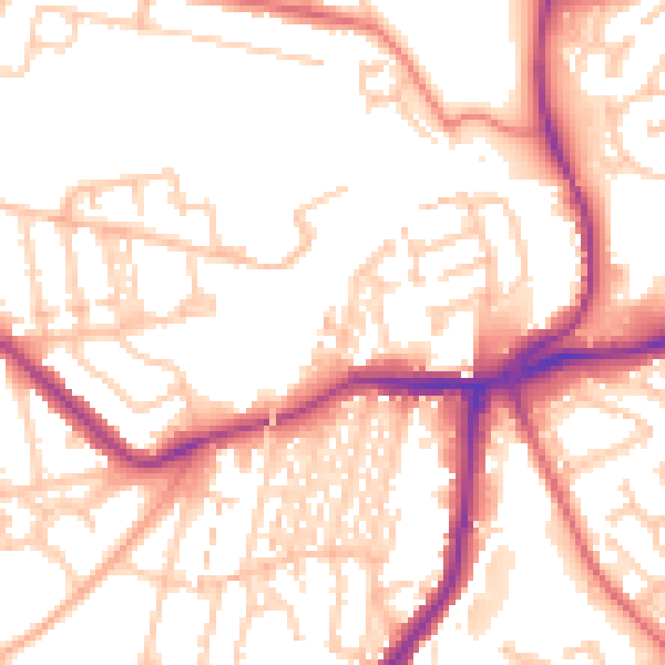 Daytime road noise heatmap for NE3 1RU
