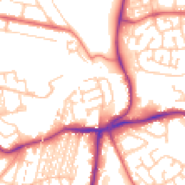 Daytime road noise heatmap for NE3 1SJ