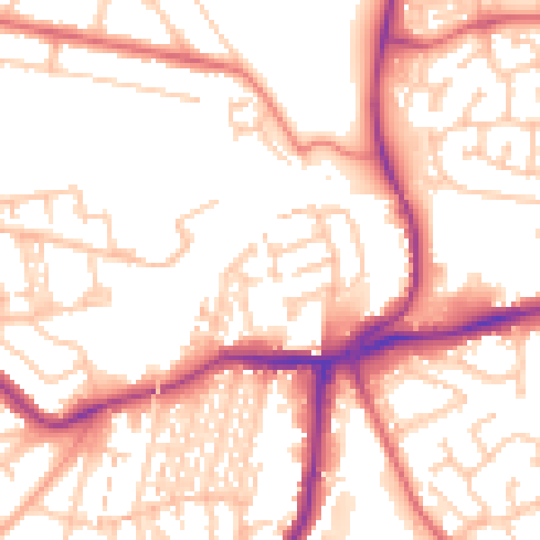 Daytime road noise heatmap for NE3 1SL