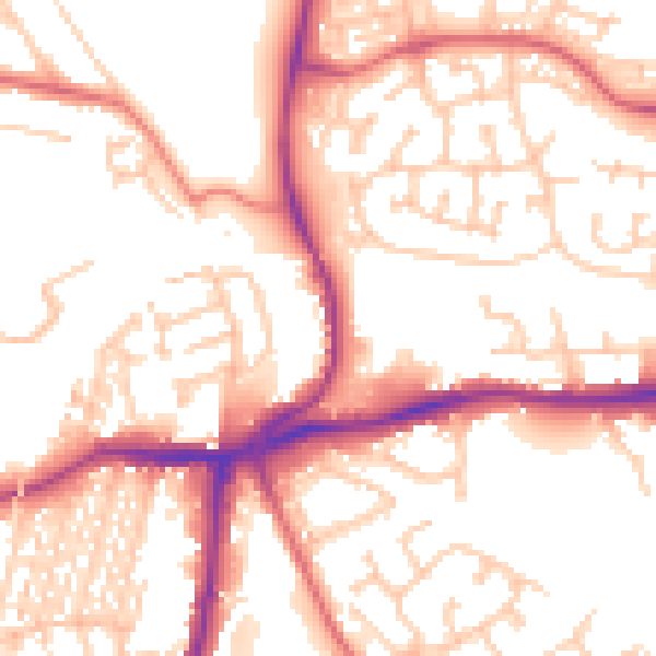 Daytime road noise heatmap for NE3 1TB