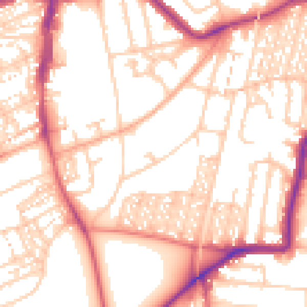 Daytime road noise heatmap for NE3 1XQ