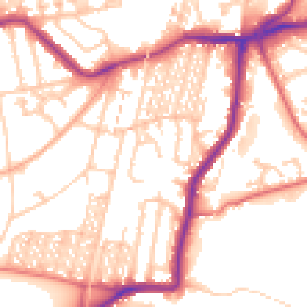 Daytime road noise heatmap for NE3 1YF