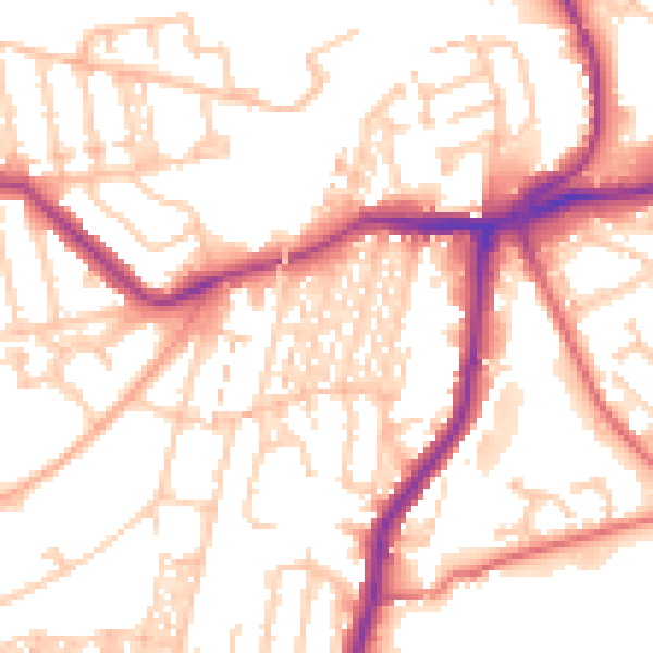 Daytime road noise heatmap for NE3 1YL