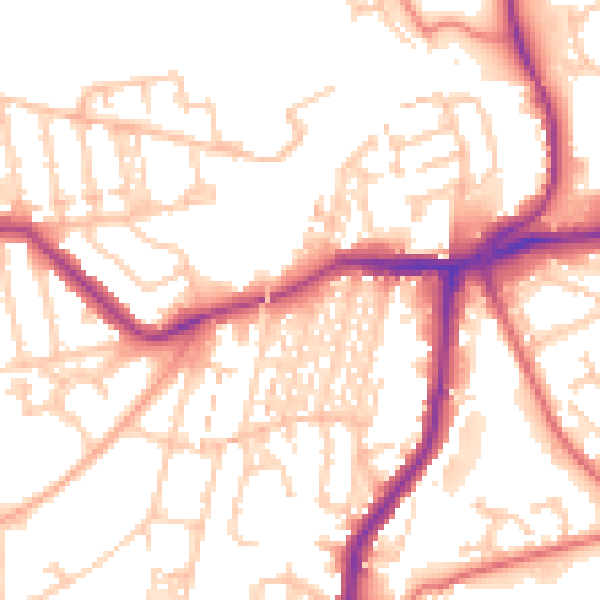 Daytime road noise heatmap for NE3 1YN