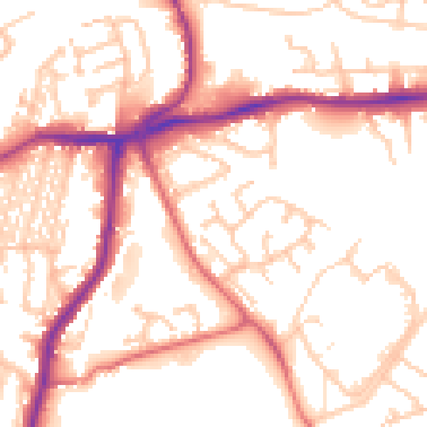 Daytime road noise heatmap for NE3 1YS