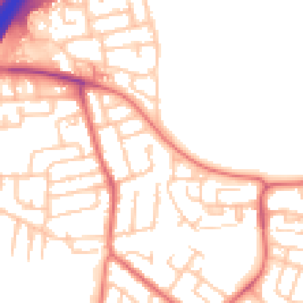 Daytime road noise heatmap for NE3 2AL