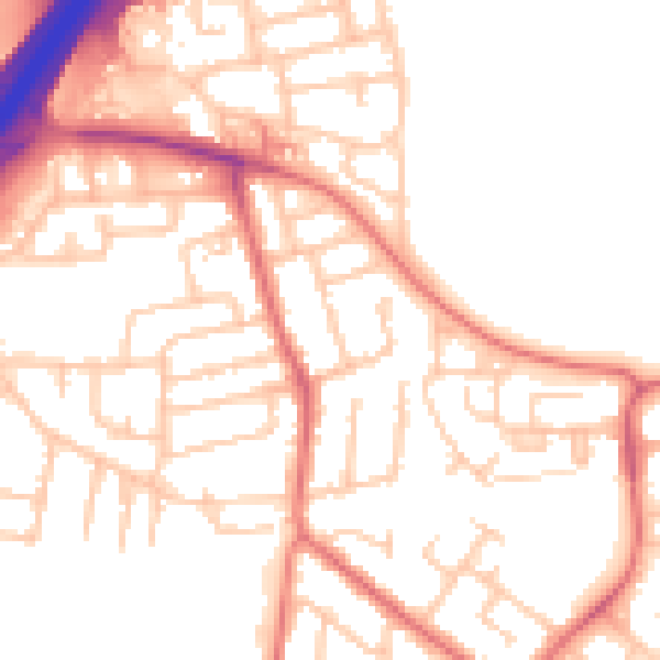 Daytime road noise heatmap for NE3 2AN