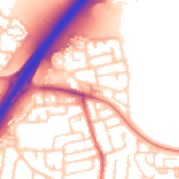 Daytime road noise heatmap for NE3 2AU