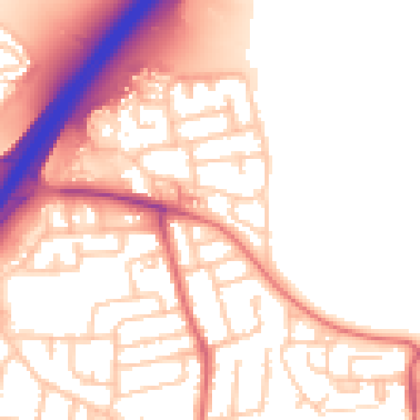 Daytime road noise heatmap for NE3 2BU