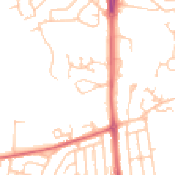 Daytime road noise heatmap for NE3 2DX