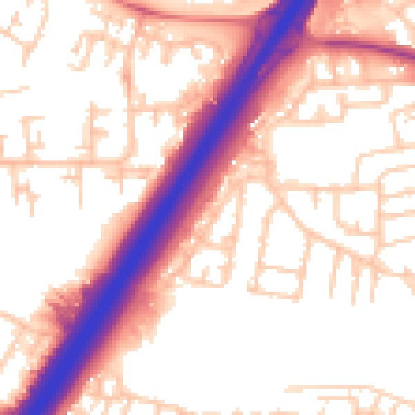 Daytime road noise heatmap for NE3 2JT