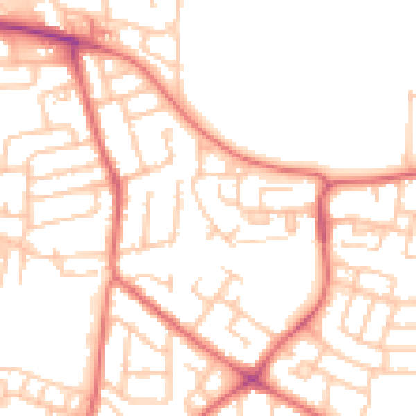 Daytime road noise heatmap for NE3 2LU