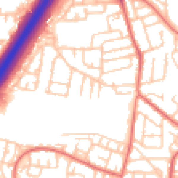Daytime road noise heatmap for NE3 2PS