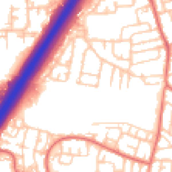 Daytime road noise heatmap for NE3 2PY