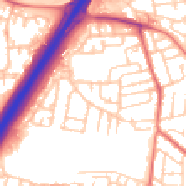 Daytime road noise heatmap for NE3 2QE