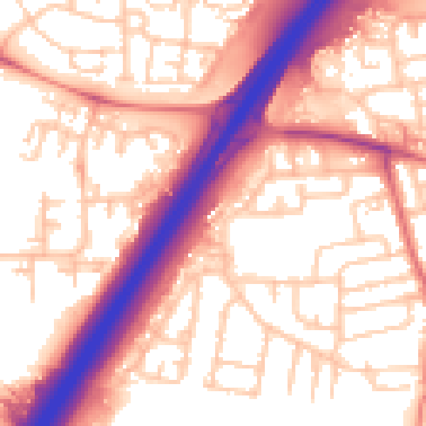 Daytime road noise heatmap for NE3 2QG