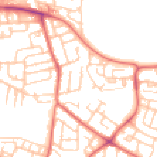 Daytime road noise heatmap for NE3 2RP