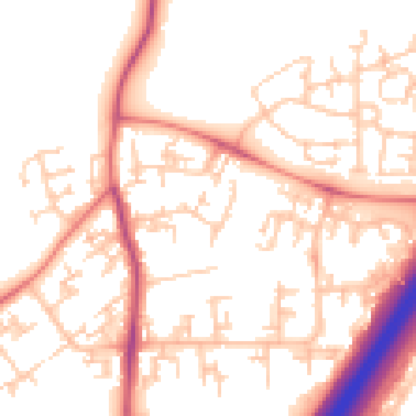 Daytime road noise heatmap for NE3 2XU