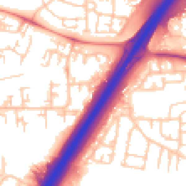 Daytime road noise heatmap for NE3 2YJ