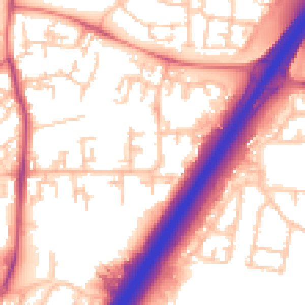 Daytime road noise heatmap for NE3 2YQ