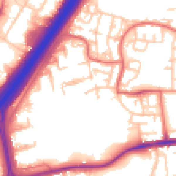 Daytime road noise heatmap for NE3 3BJ