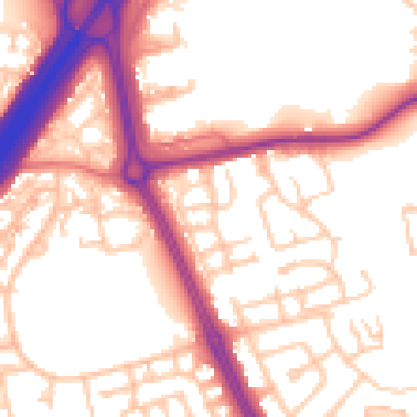 Daytime road noise heatmap for NE3 3GH