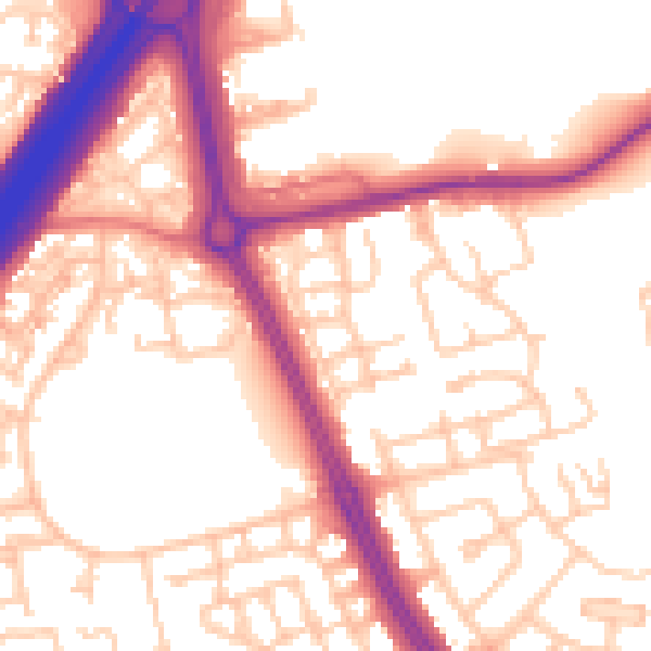 Daytime road noise heatmap for NE3 3GN