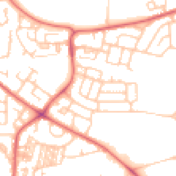 Daytime road noise heatmap for NE3 3HU