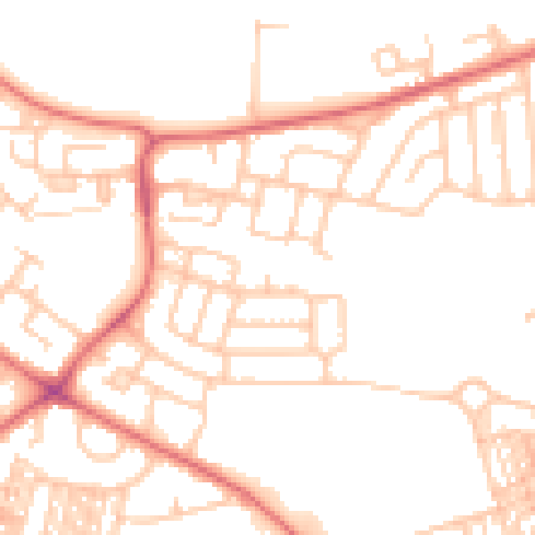 Daytime road noise heatmap for NE3 3JB