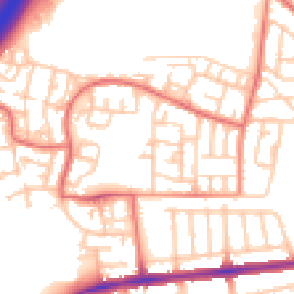 Daytime road noise heatmap for NE3 3JD