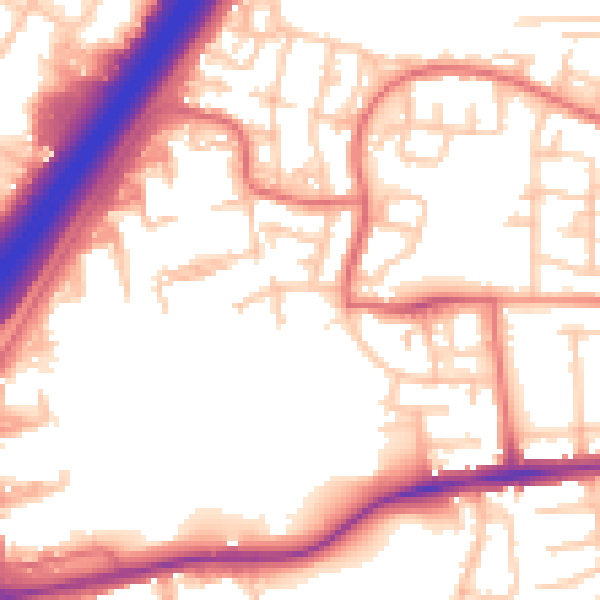 Daytime road noise heatmap for NE3 3RA