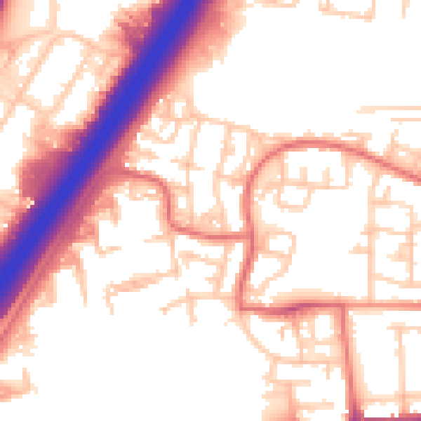 Daytime road noise heatmap for NE3 3RT