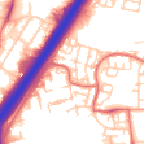 Daytime road noise heatmap for NE3 3SF