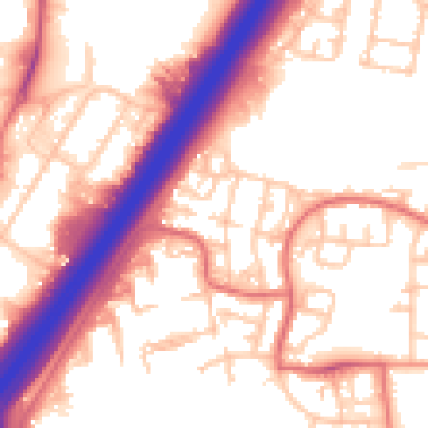 Daytime road noise heatmap for NE3 3SG