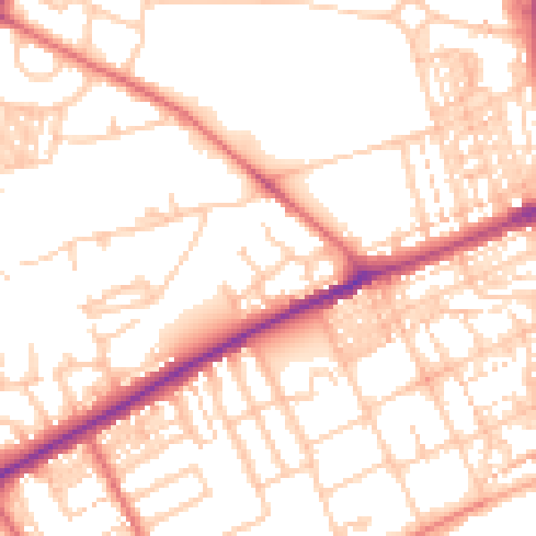 Daytime road noise heatmap for NE3 3UB