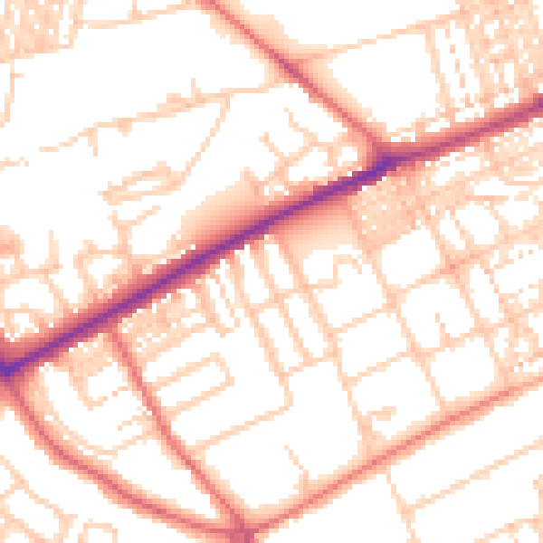 Daytime road noise heatmap for NE3 3UE