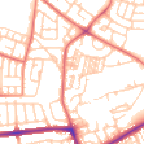 Daytime road noise heatmap for NE3 3XF