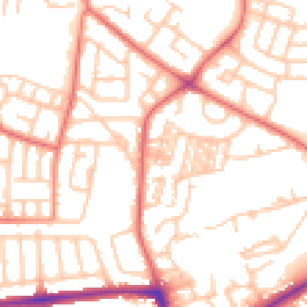 Daytime road noise heatmap for NE3 3XH