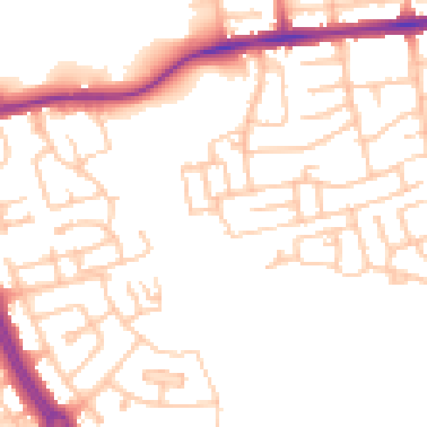 Daytime road noise heatmap for NE3 4BR